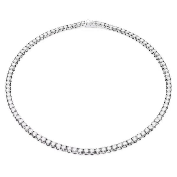 Swarovski collie Matrix Tennis necklace, Round cut, White, Rhodium plated - 5681796
